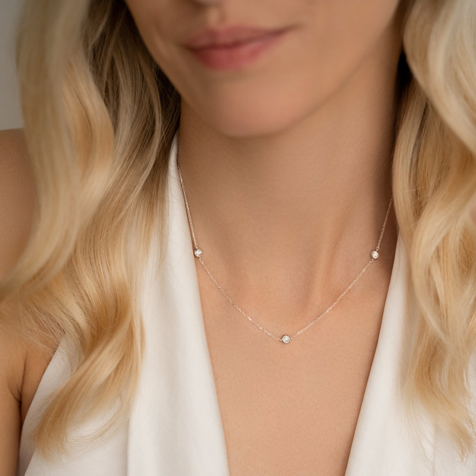 Náhrdelník 14kt žlté zlato s diamantmi Sparkling Dots