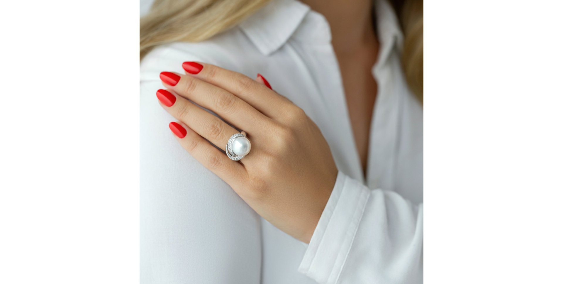 Prsteň s perlou a diamantmi Ocean Sonata