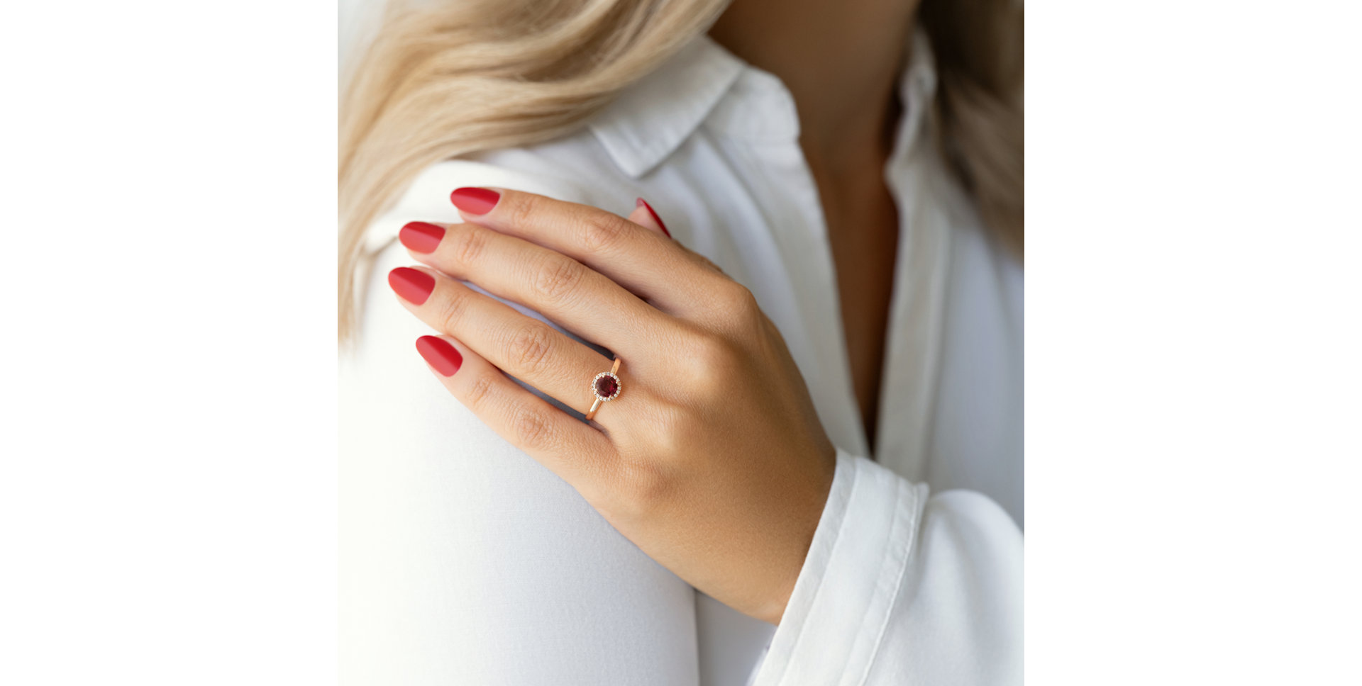 Prsteň s rhodolitom a diamantmi Violette