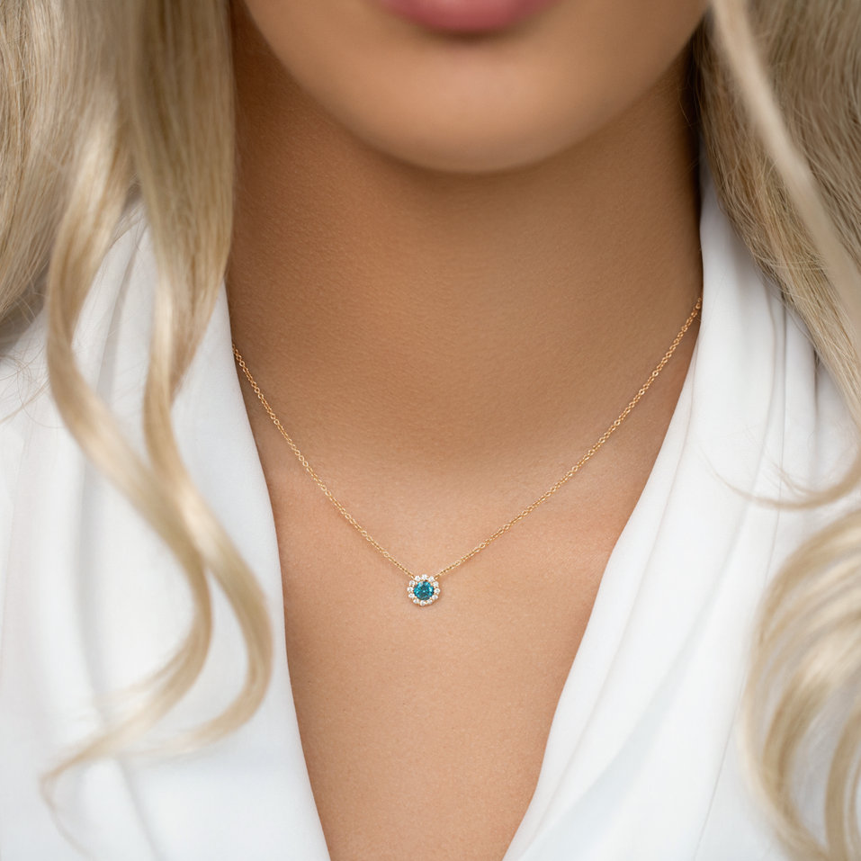 Náhrdelník s modrým diamantom a bielymi diamantmi Dream Sparkle