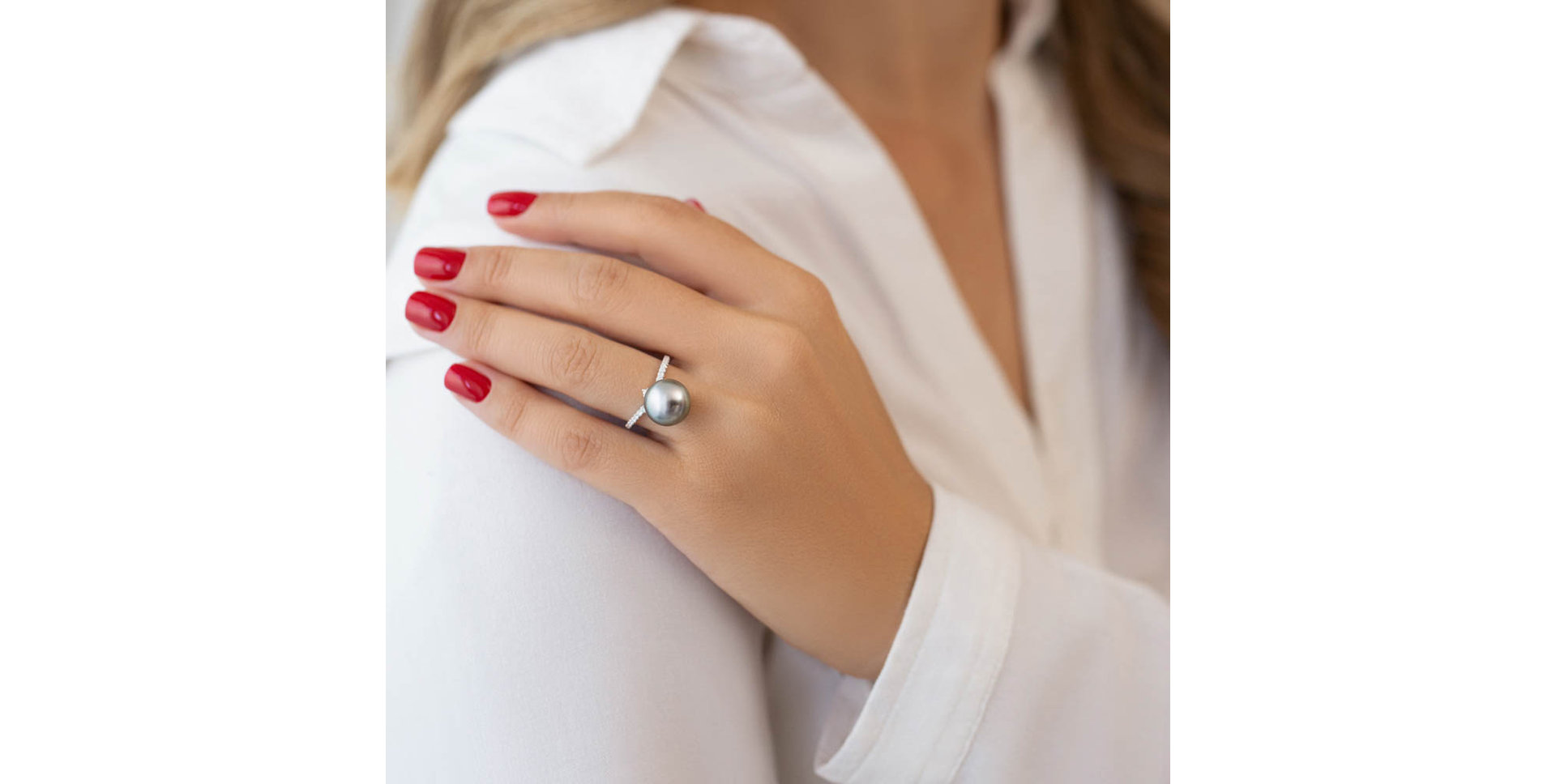 Prsteň s perlou a diamantmi Calvert