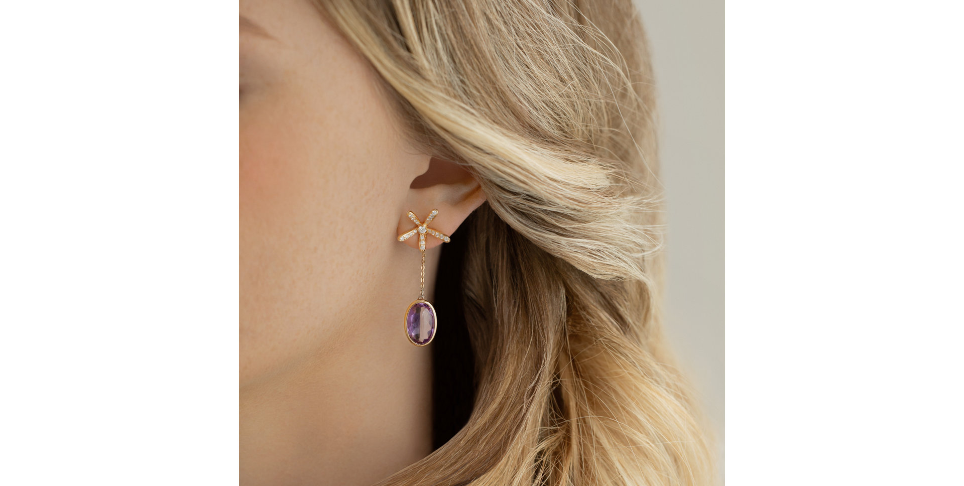 Náušnice s topásom a diamantmi Kornelios