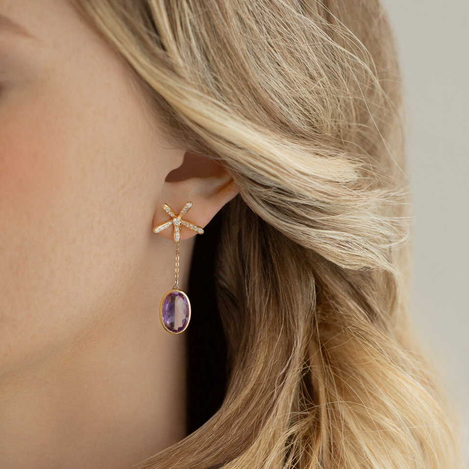 Náušnice s topásom a diamantmi Kornelios