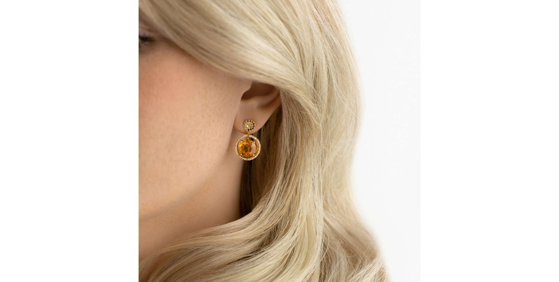 Náušnice s hnedými a čiernymi diamantmi a citrínom Bright Gismonda