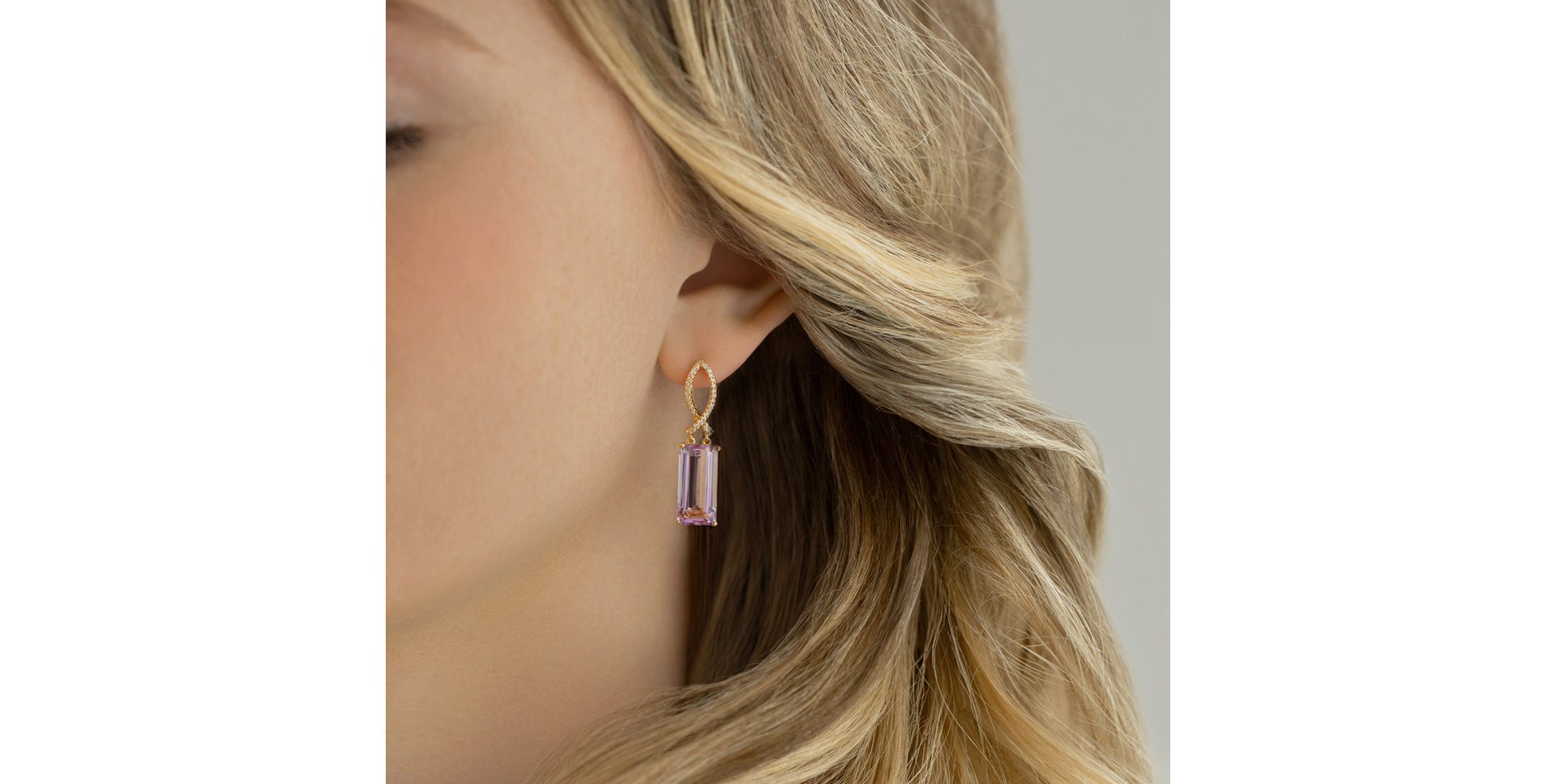 Náušnice s ametystom diamantmi Extraterrestrial Gem