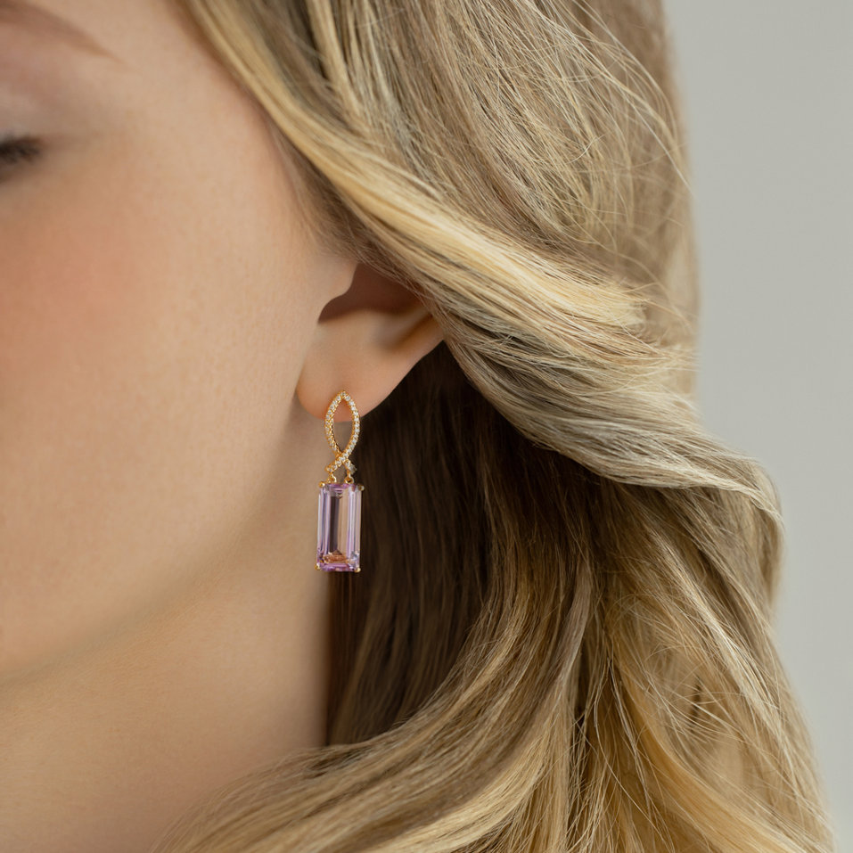 Náušnice s ametystom diamantmi Extraterrestrial Gem