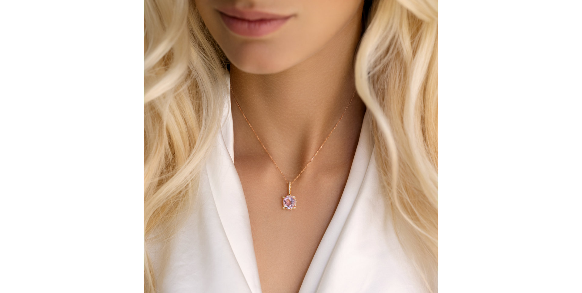 Přívěsok s ametystom a diamantmi Graphic Beauty