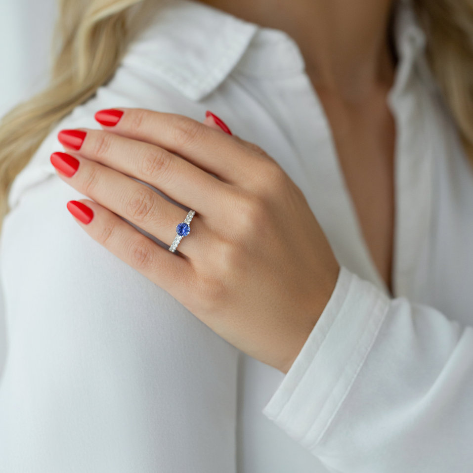 Prsteň s tanzanitom a diamantmi Manette