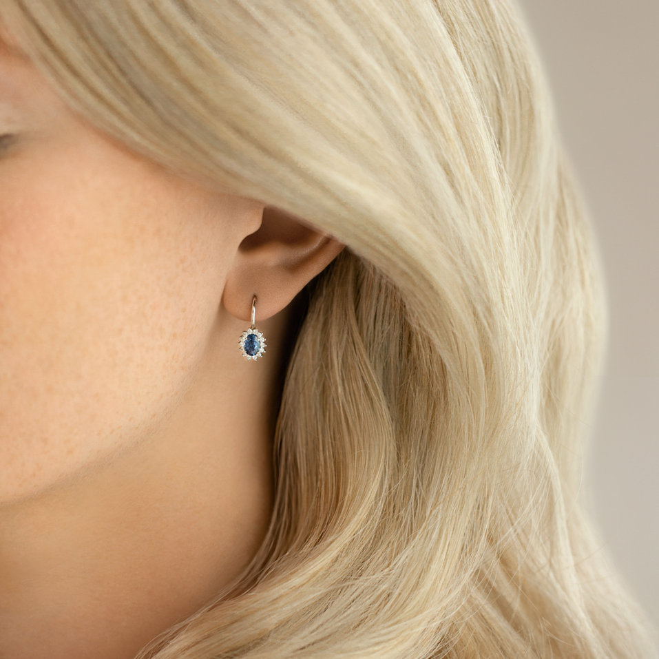 Náušnice so zafírom a diamantmi Princess Sparkle