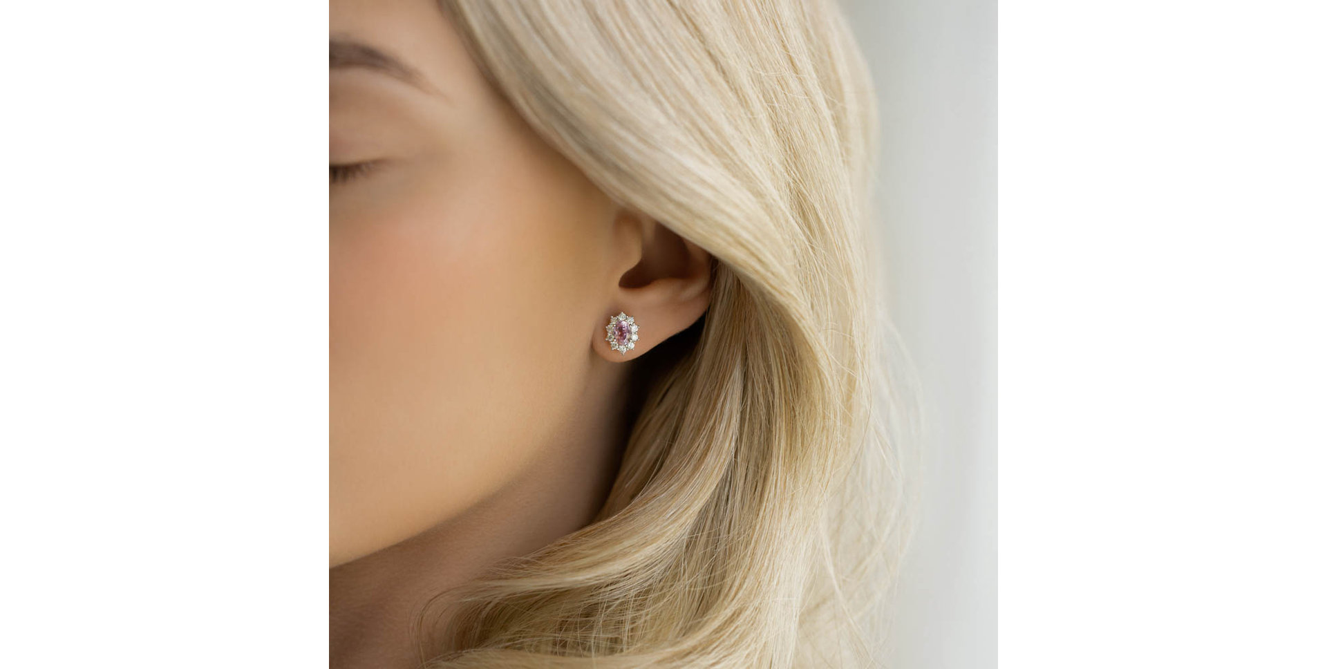 Náušnice s kunzitom a diamantmi Moon Witchery