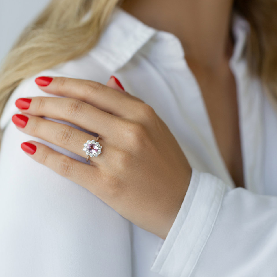 Prsteň s kunzitom a diamantmi Princess Joy