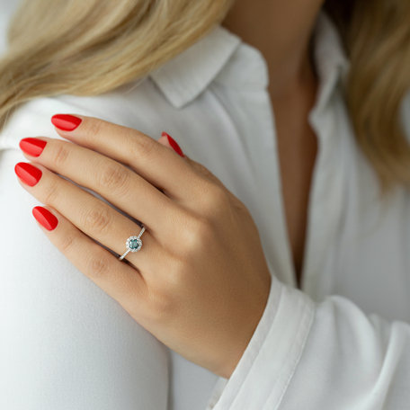Prsteň s modrým diamantom a bielymi diamantmi Dream Sparkle