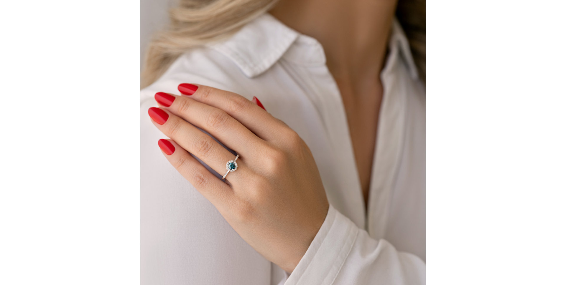 Prsteň s modrým diamantom a bielymi diamantmi Dream Sparkle