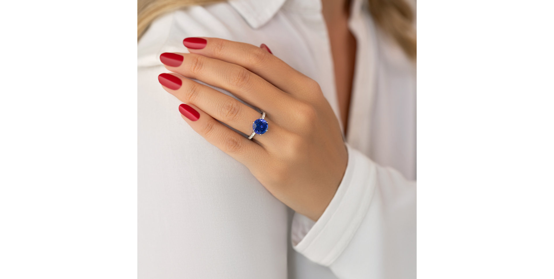 Prsteň 14kt biele zlato s diamantom a tanzanitom Eternal Love