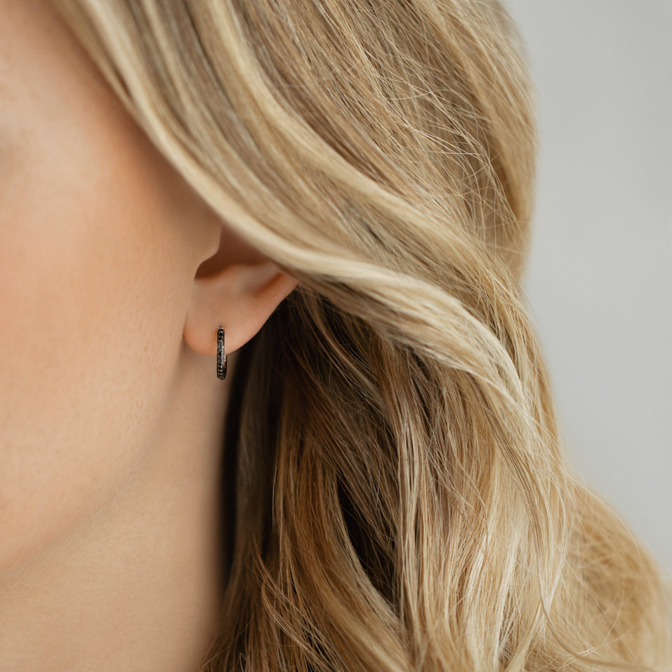 Náušnice s čiernymi diamantmi Moon Opium