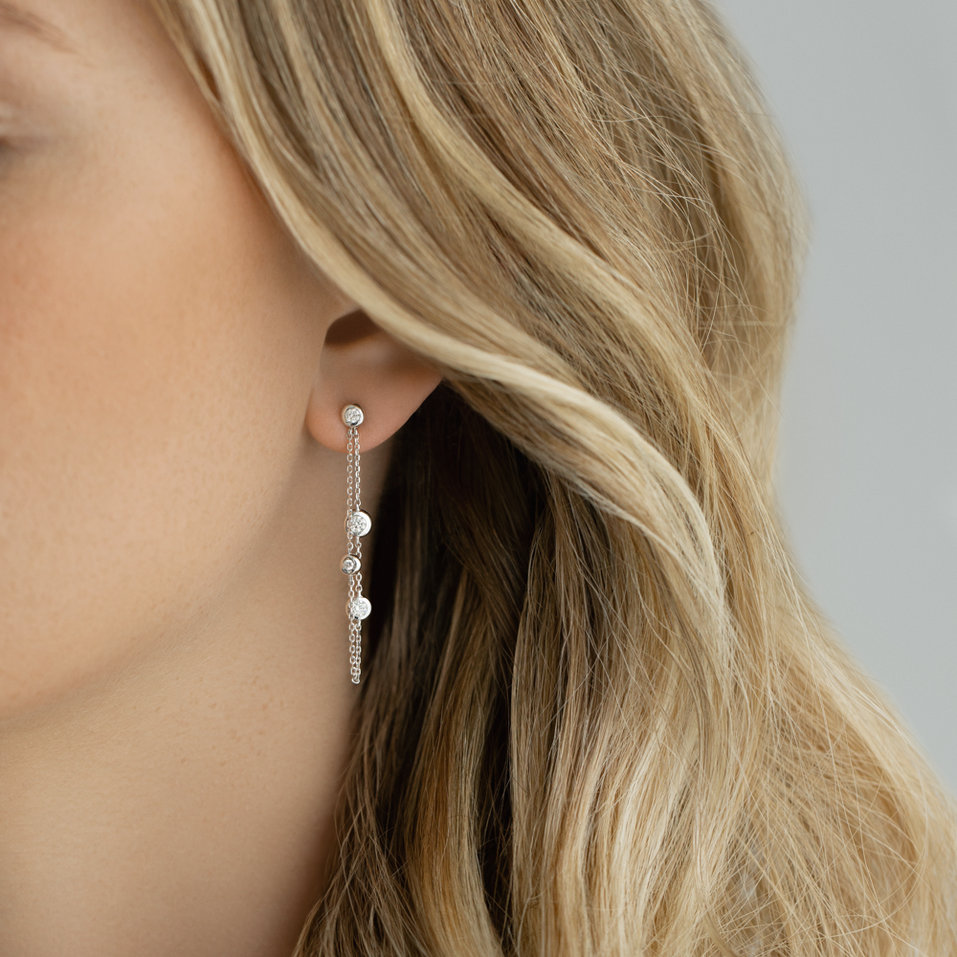 Náušnice 14kt biele zlato s diamantom Náušnice s briliantmi Drops Waterfall