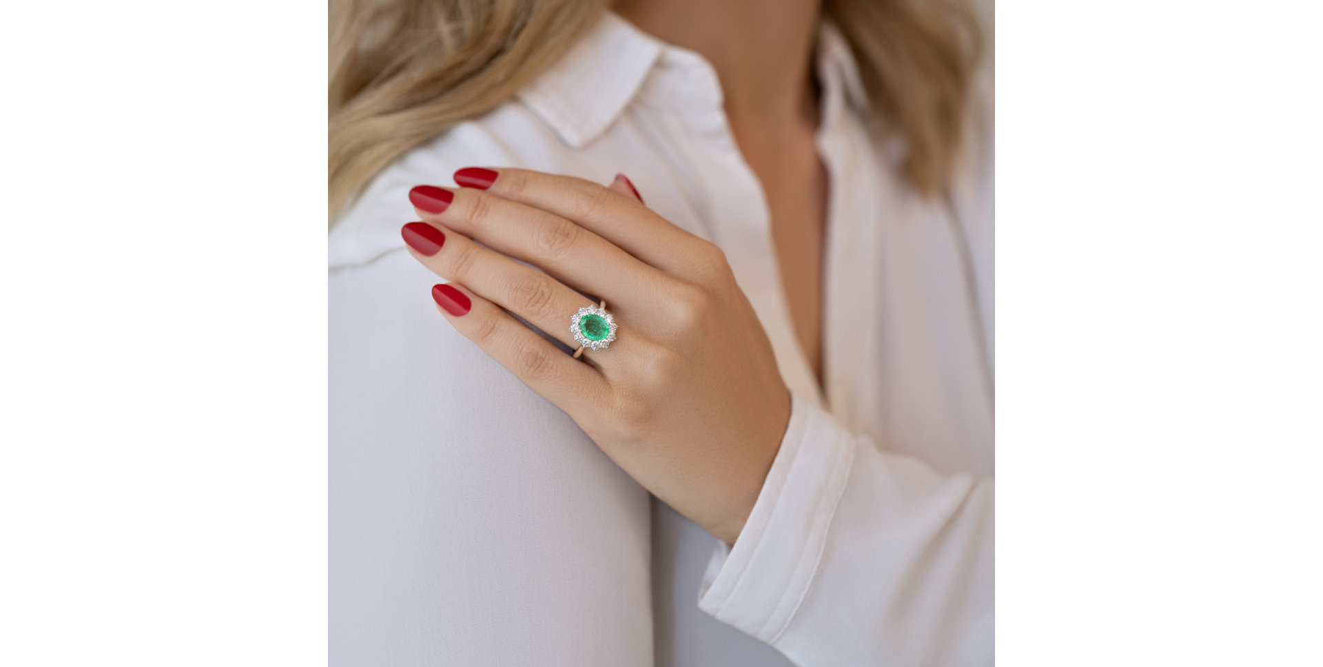 Prsteň so smaragdom a diamantmi Sky Goddess