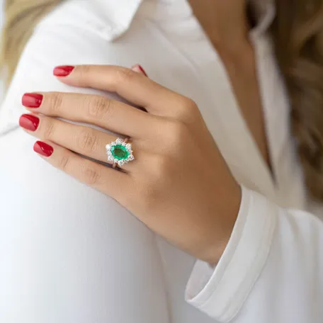 Prsteň so smaragdom a diamantmi Princess Gem