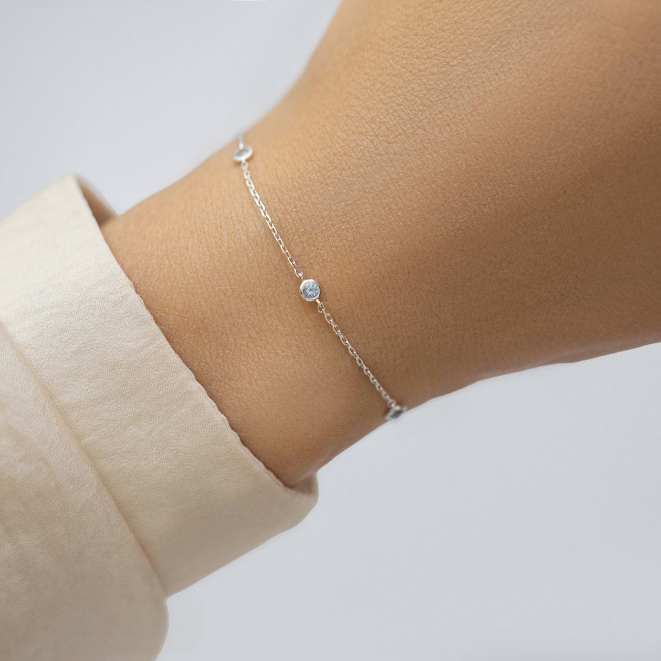 Náramok 14kt biele zlato s topazom swiss Roggeveen