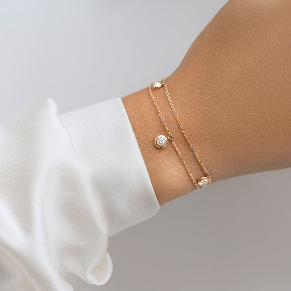 Náramok 14kt biele zlato s diamantmi Drops of Sparkle