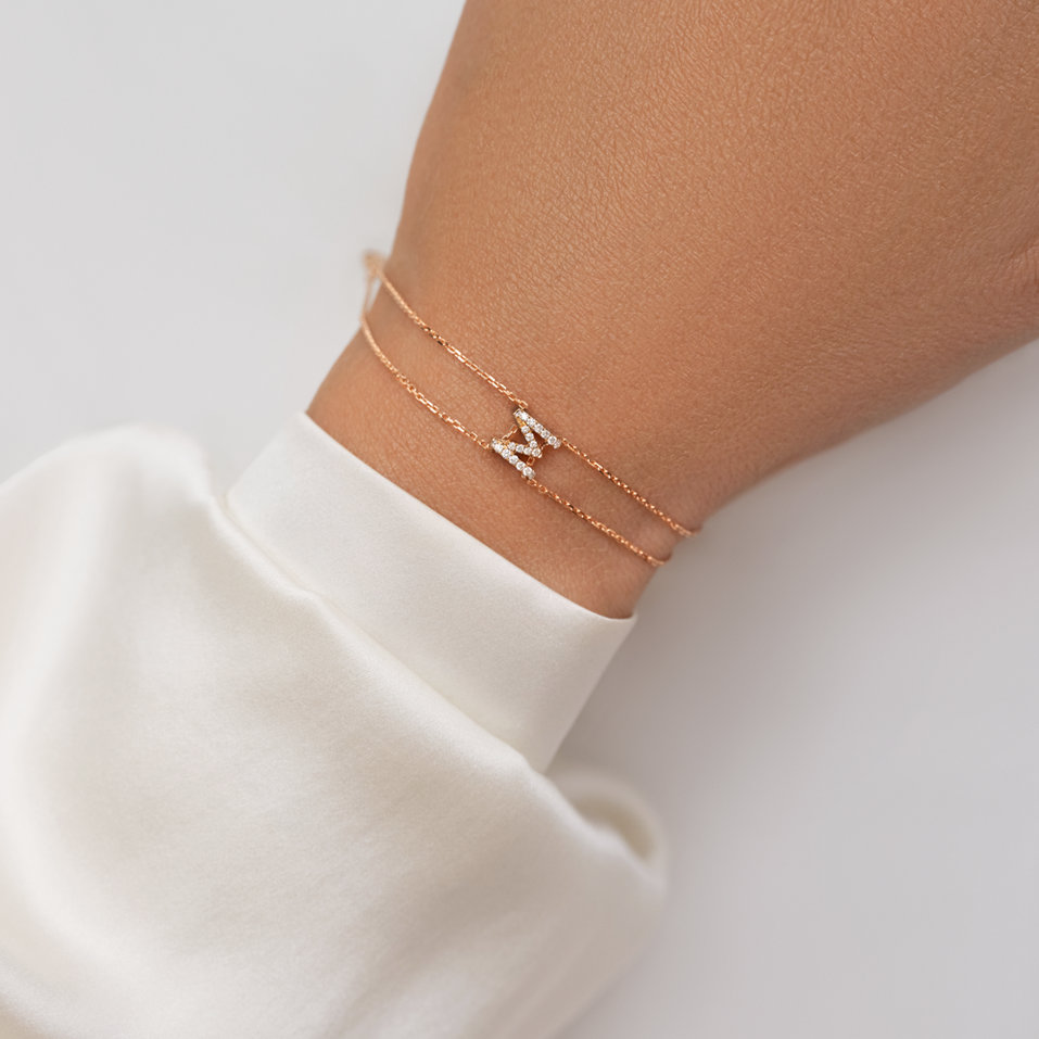 Náramok 14kt ružové zlato s diamantom Náhrdelník s briliantmi Waterfall Heaven