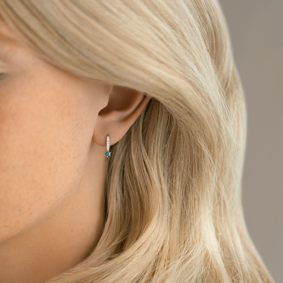 Náušnice s modrým diamantom Essential Glow