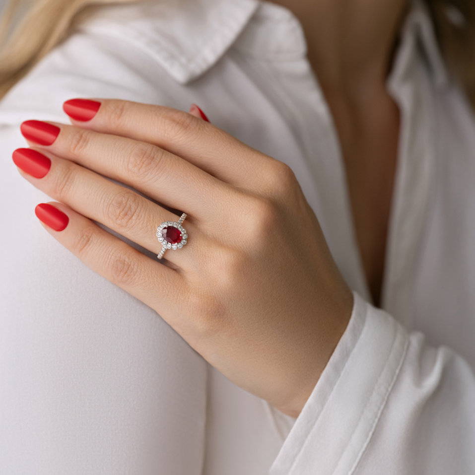 Prsteň s rubínom a diamantmi Princess Glamour