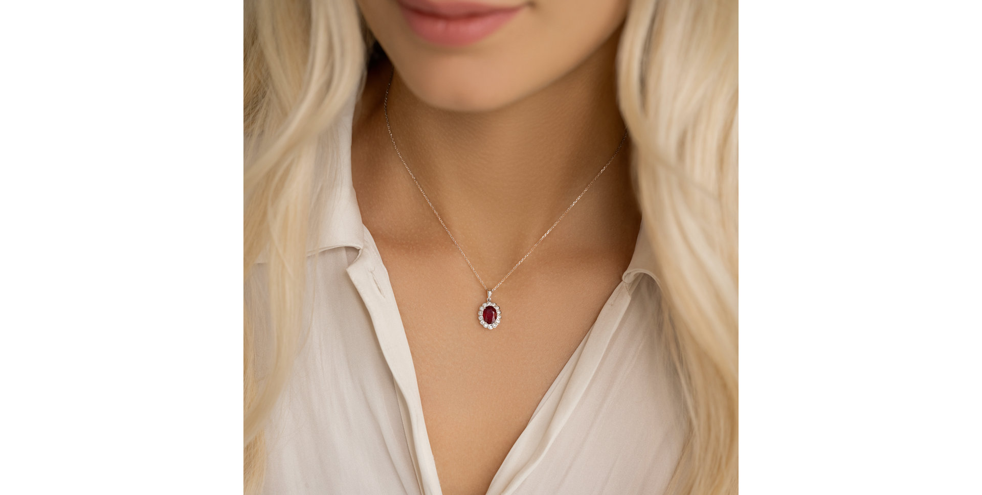 Přívěsok s rubínom a diamantmi Princess Brilliance