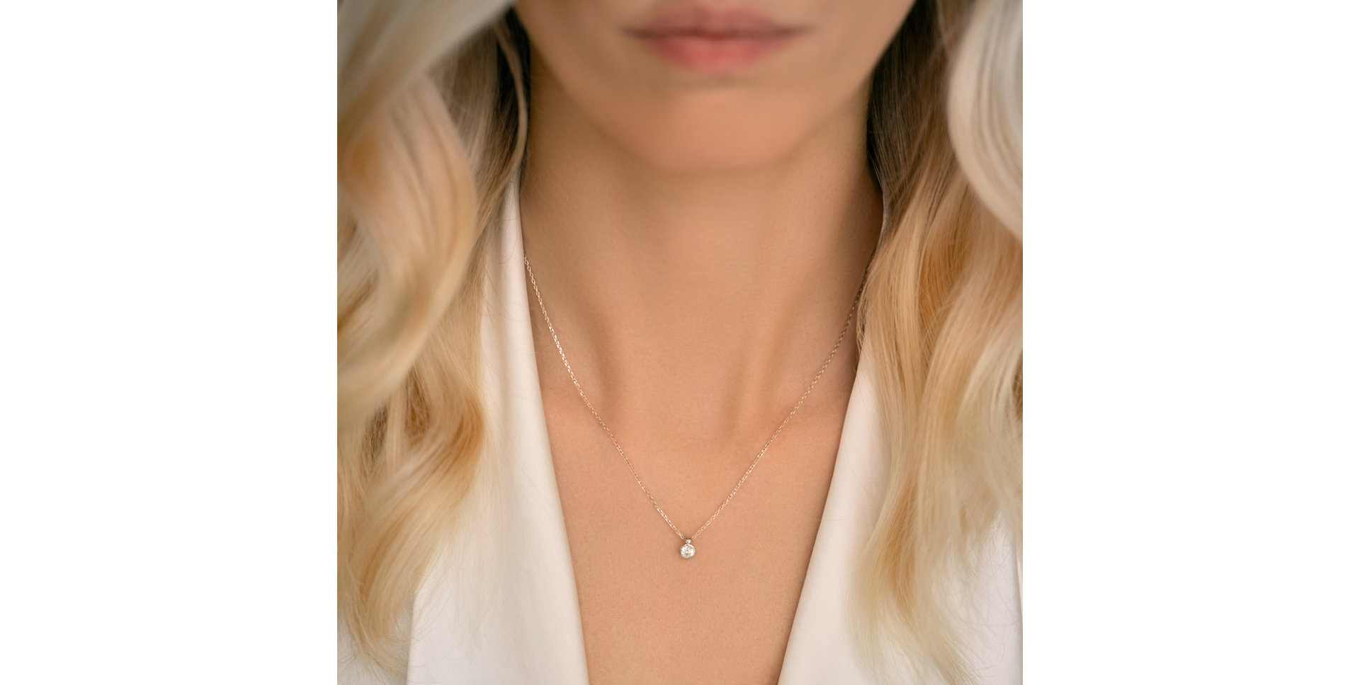 Náhrdelník 14kt biele zlato s diamantom Eye Sparkle