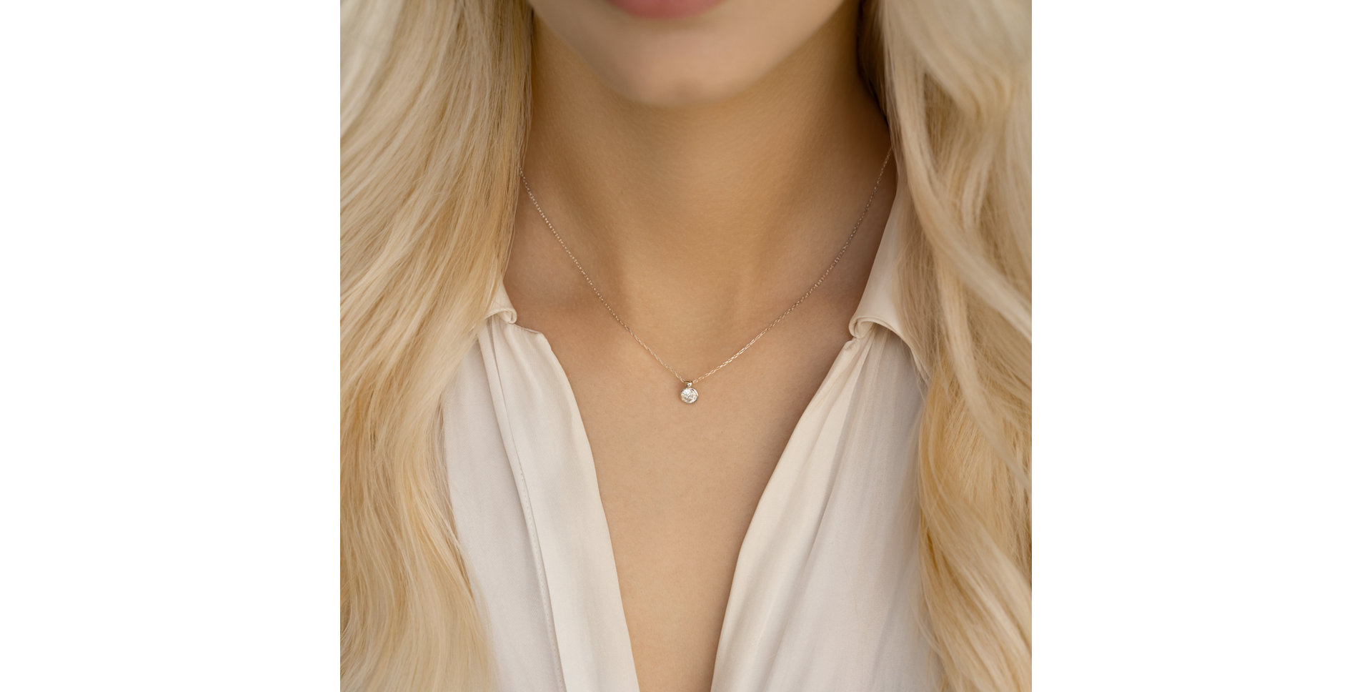 Náhrdelník 14kt biele zlato s diamantom Eye Sparkle