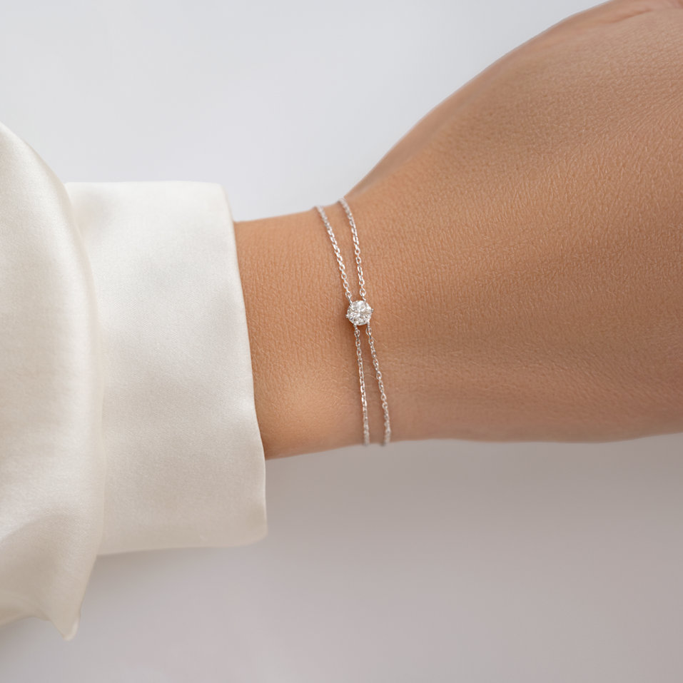 Náramok 14kt biele zlato s diamantom Essential Shine