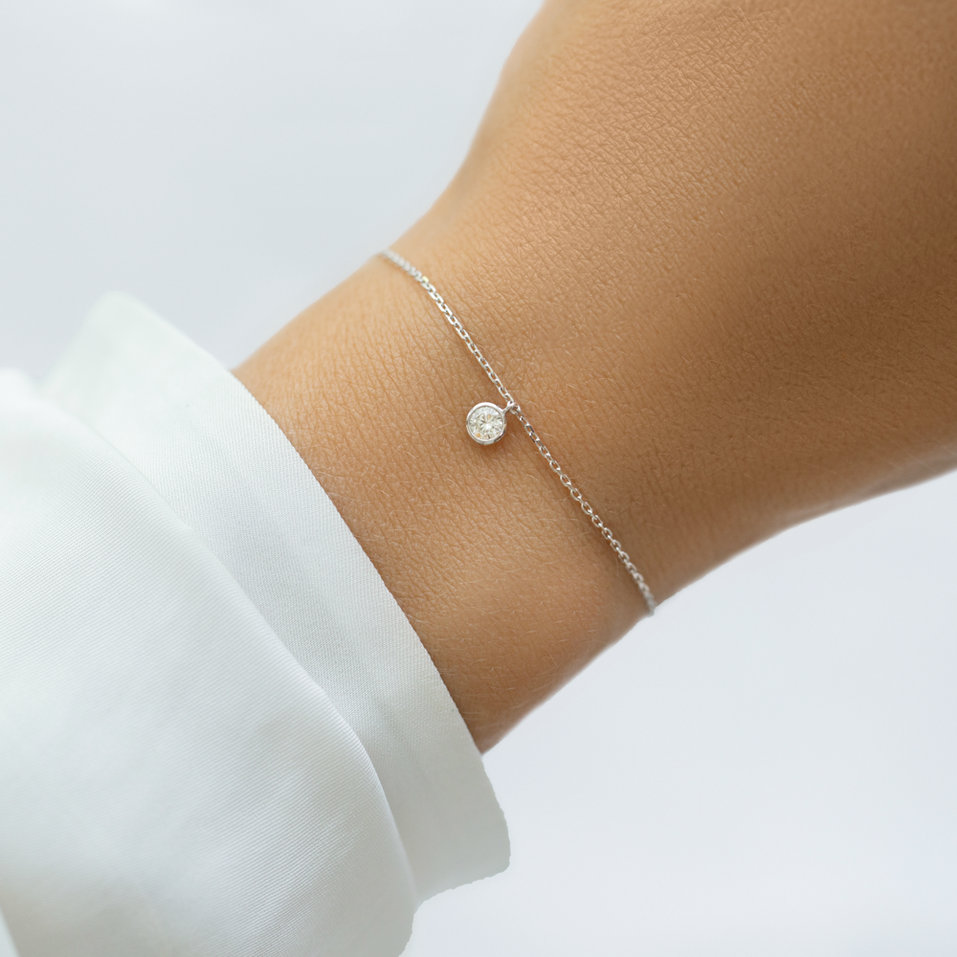 Náramok 14kt biele zlato s diamantom Nanili