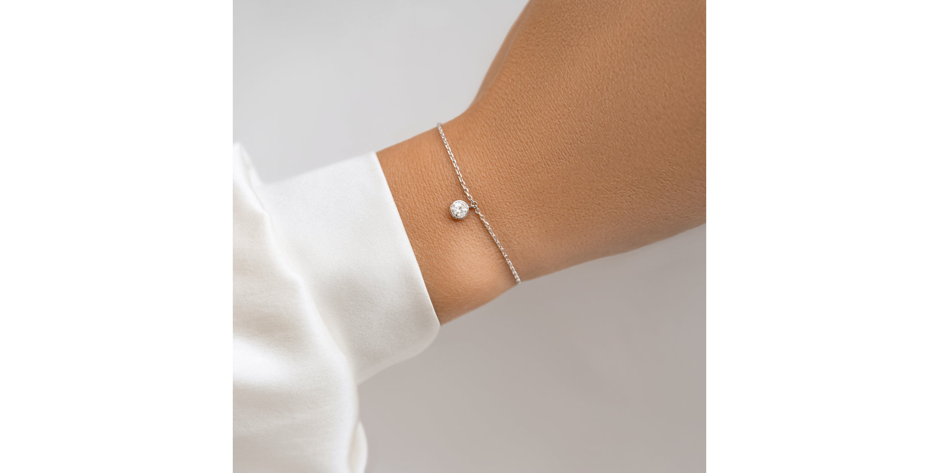 Náramok 14kt biele zlato s diamantom Nanili