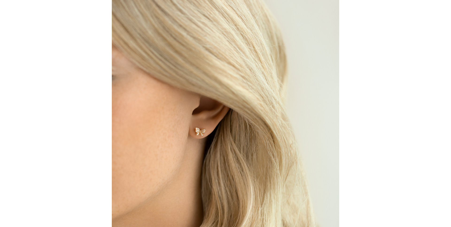 Náušnice 14kt ružové zlato s diamantom Luck Wings