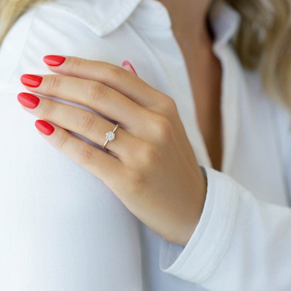 Prsteň s diamantmi Shiny Flower