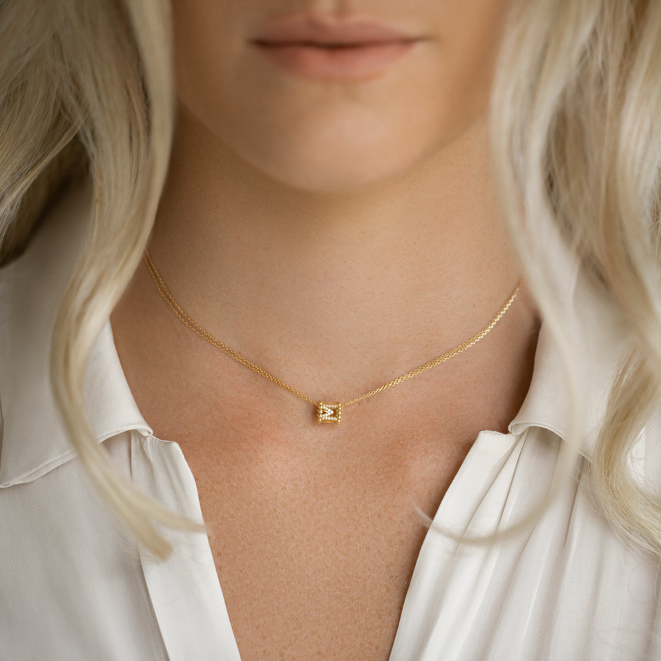 Náhrdelník 14kt žlté zlato s diamantmi Different Way