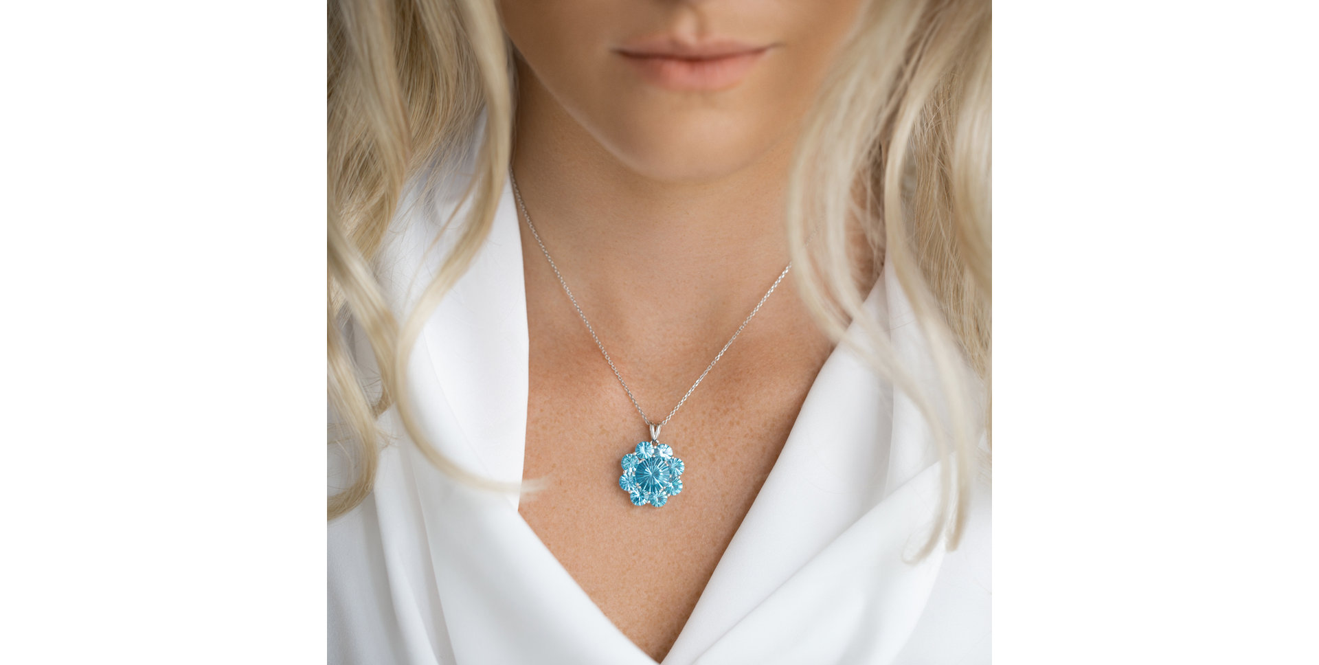 Prívesok 14kt biele zlato s topazom swiss Airasti