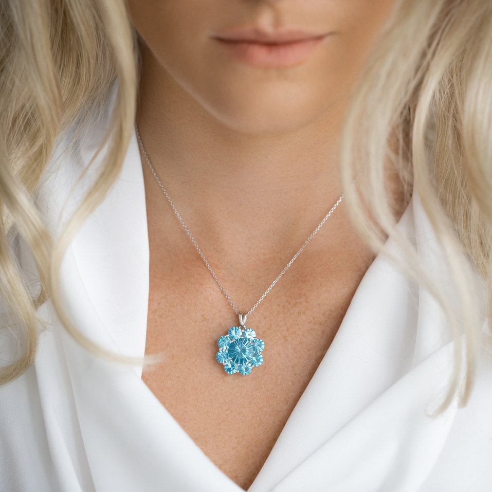 Prívesok 14kt biele zlato s topazom swiss Airasti