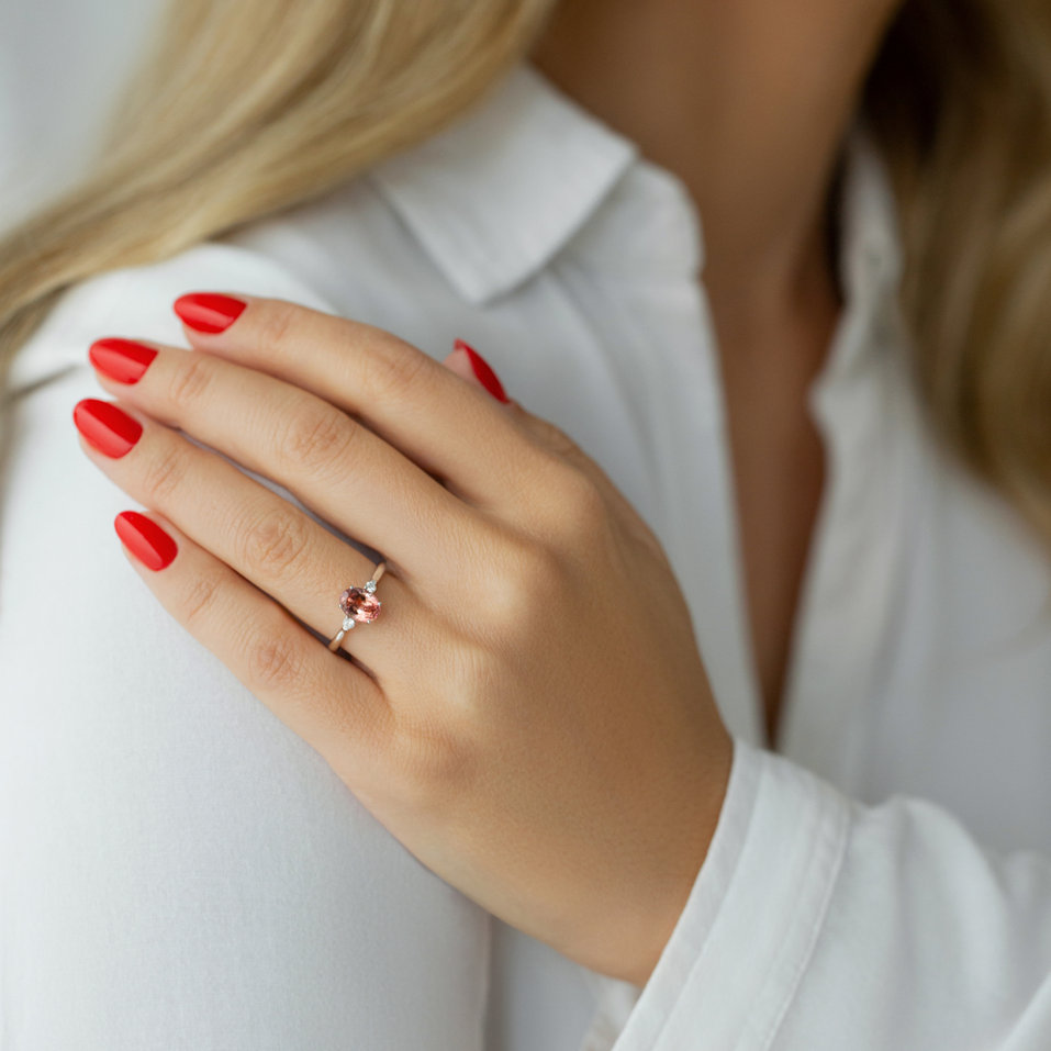 Prsteň s turmalínom a diamantmi Sunny Glow