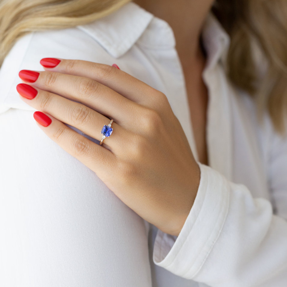 Prsteň zlato s diamantmi a Tanzanitom Marigold