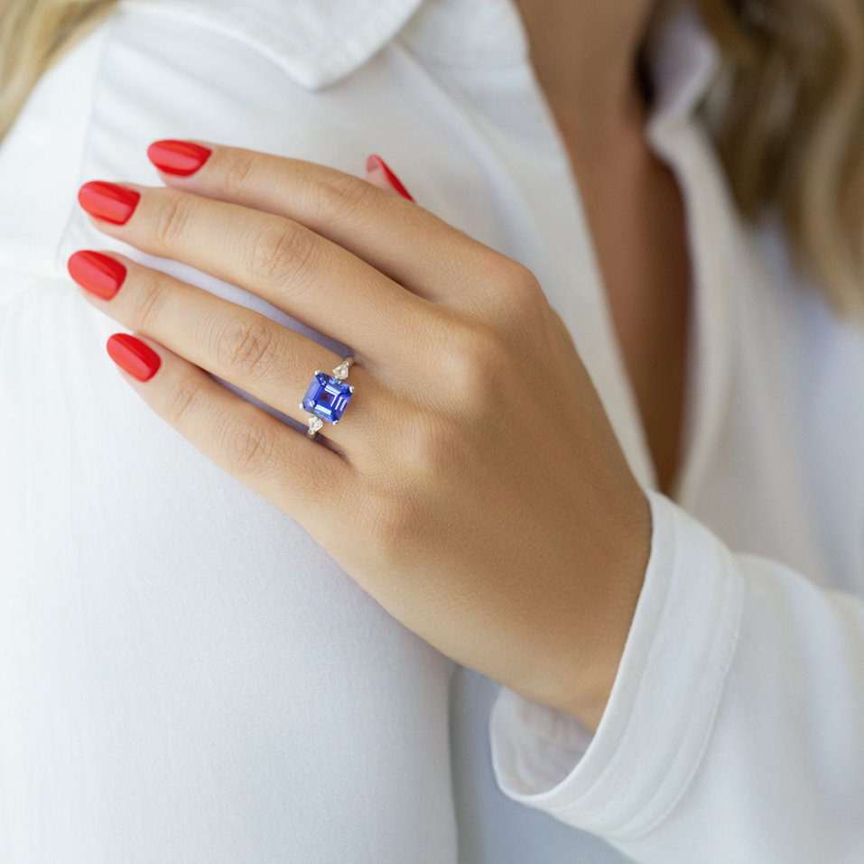 Prsteň s diamantmi a tanzanitom Deep Blue Haze