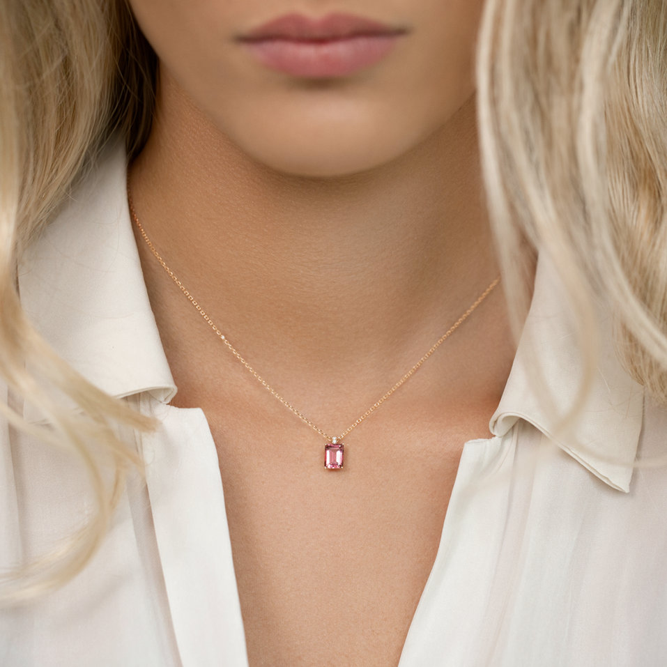 Náhrdelník s diamantmi a rhodolitom Carlotta