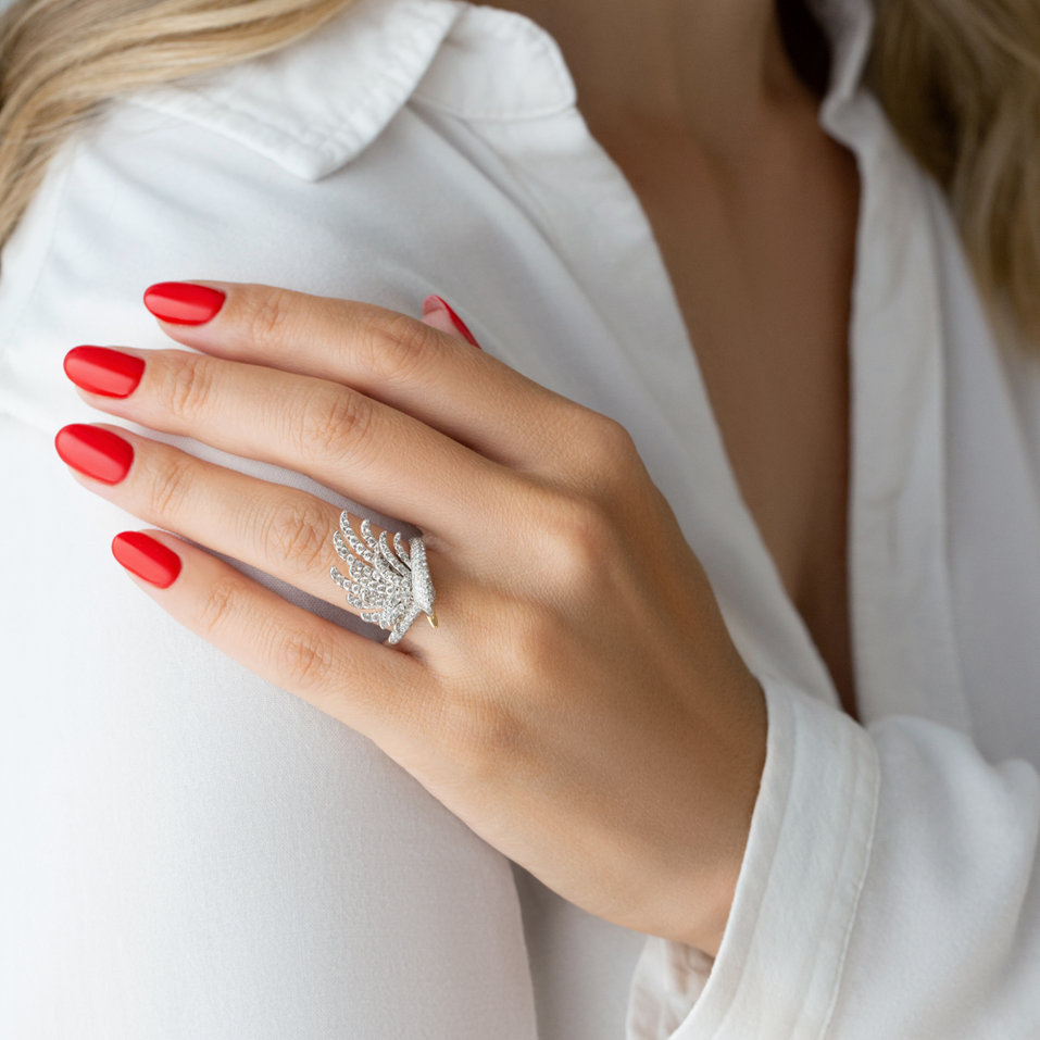 Prsteň s diamantmi White Swan