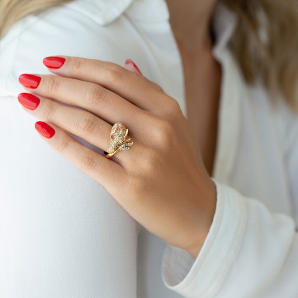 Prsteň s diamantmi a rubíny Magic Horse