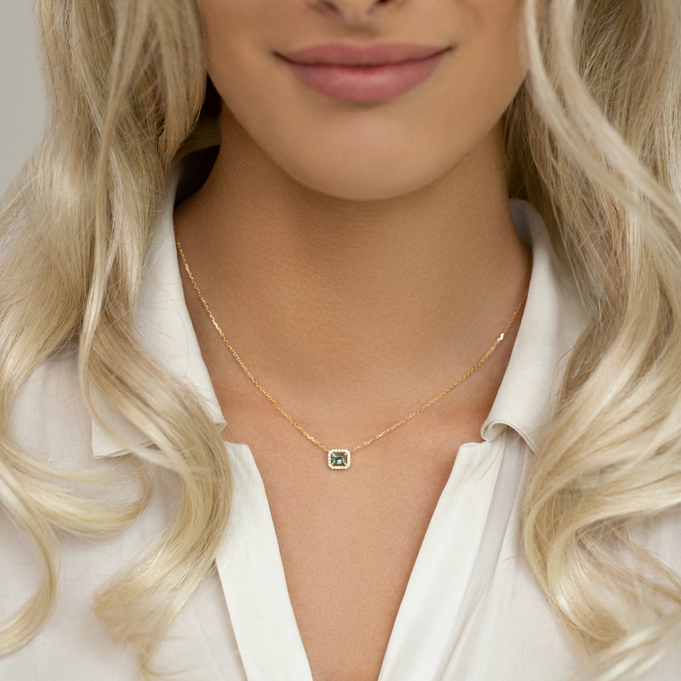 Náhrdelník s diamantmi a zafírom Mysterious Spell