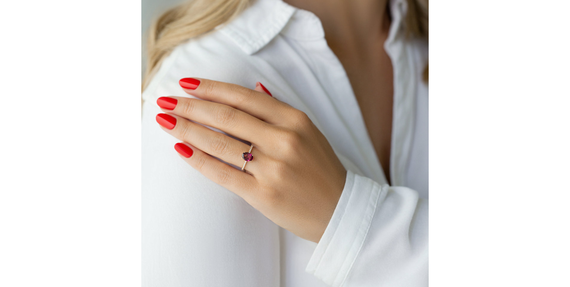 Prsteň s diamantmi a rhodolitom Touch of Shine