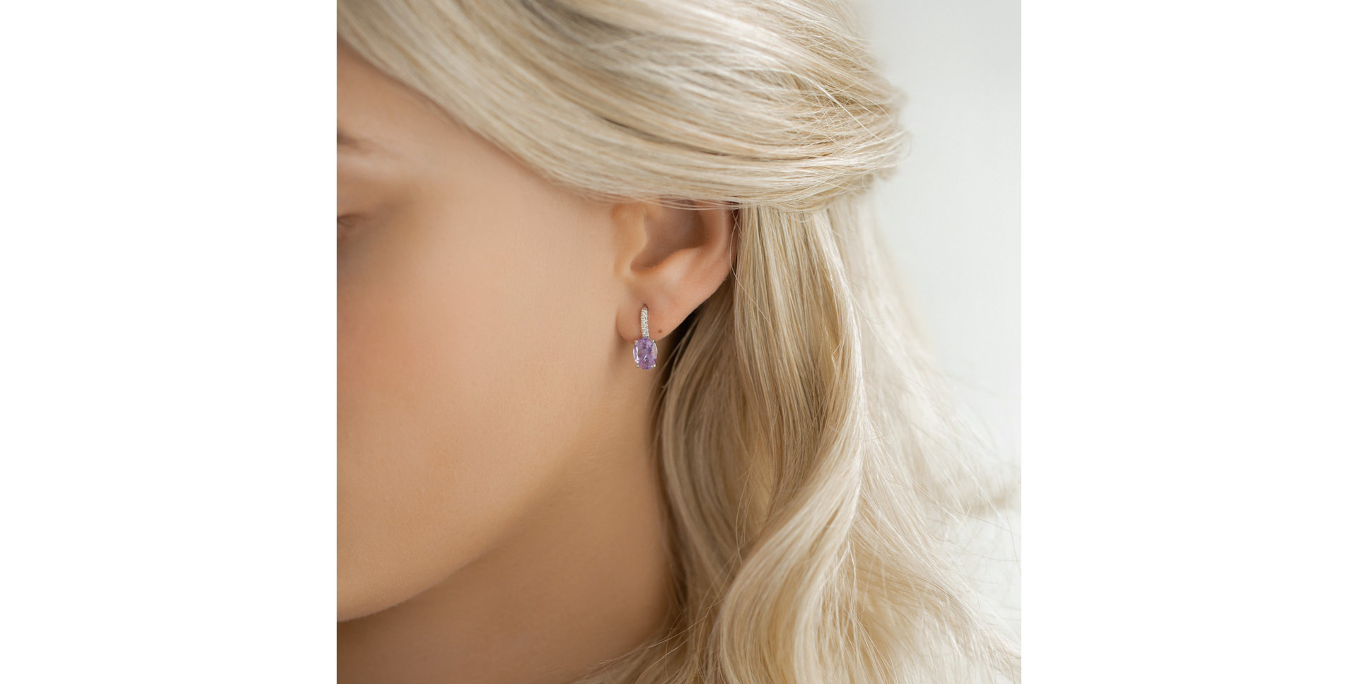 Náušnice s diamantmi a ametystom Iris Elegance