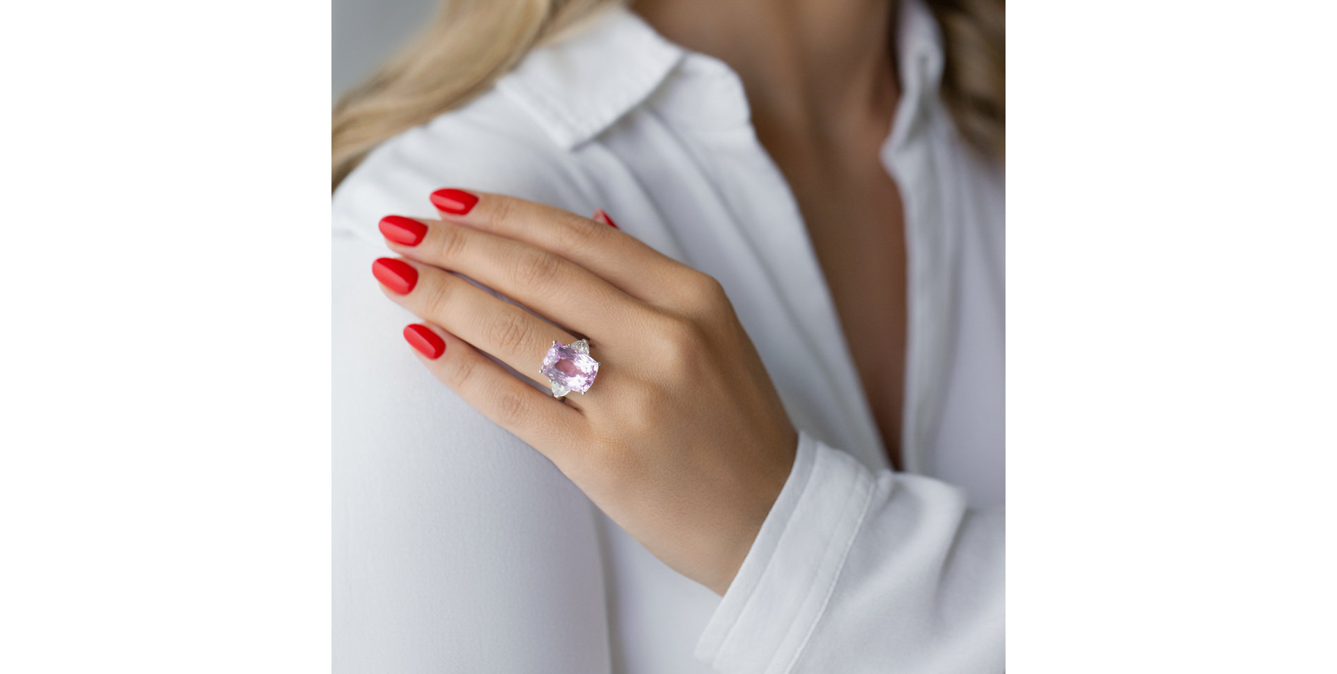 Prsteň s diamantmi a kunzitom Violet Ophelia