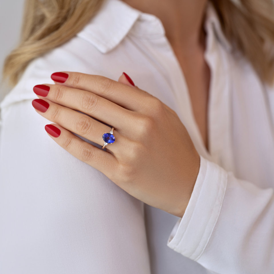 Prsteń s diamantmi a tanzanitom Marina Bay