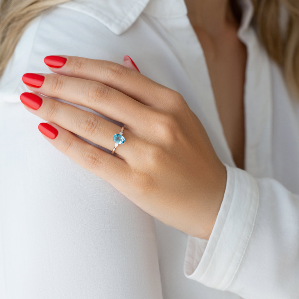 Prsteň s diamantmi a ametystom Fiona